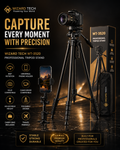 Alt Text 4: Wizard Tech 3520 camera tripod with adjustable height and foldable design for travel, live streaming, and content creation