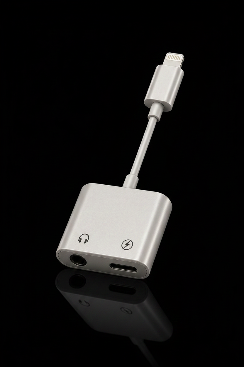 Premium Lightning to 3.5mm audio adapter for iPhone featuring Hi-Fi sound quality and fast charging compatibility.