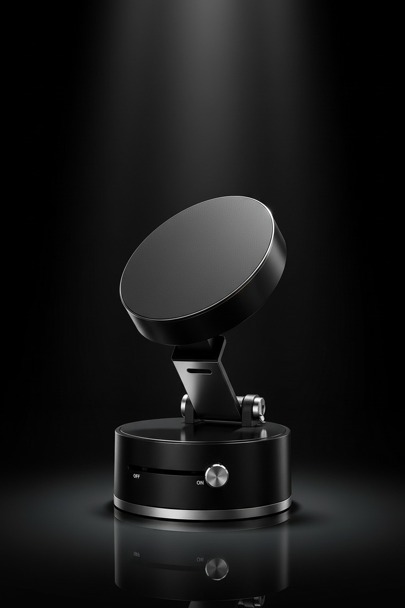 Premium magnetic phone holder featuring a strong magnet, durable metal body, and adjustable viewing angles for smartphones.