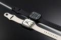 Smart watch with black silicone strap and digital display